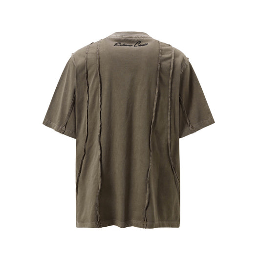 Camiseta Retro Americana de Patchwork Manga Corta para Hombre - Image 3