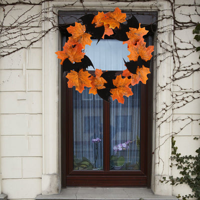 Corona Decorativa Halloween con Murciélagos y Hojas de Arce - Naranja - Image 10