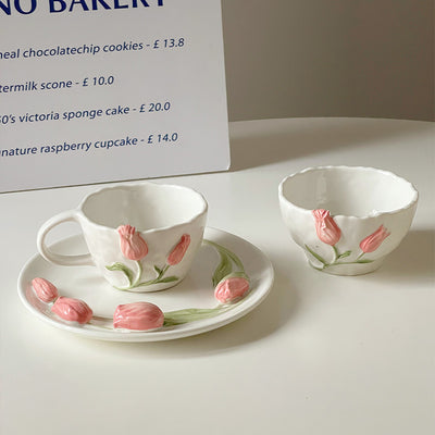 Juego de Vajilla Cerámica Tulipán 3D - Plato, Tazón y Taza - Image 12
