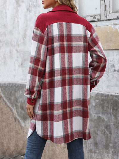 Abrigo Largo de Cuadros Cepillado con Bolsillos - Chaqueta de Invierno para Mujer - Image 17
