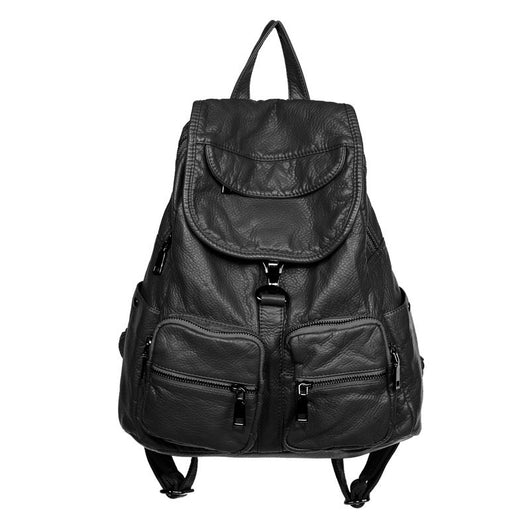 Mochila de Cuero Suave Versátil para Viajes y Uso Diario