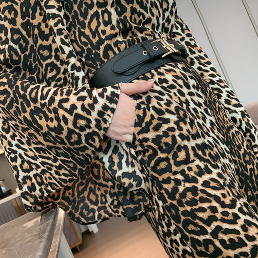 Jumpsuit Estampado Leopardo de Chifón con Manga Larga para Mujer - Image 7