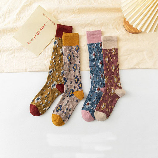 Calcetines de Algodón Puro para Mujer con Diseño Floral - Image 14