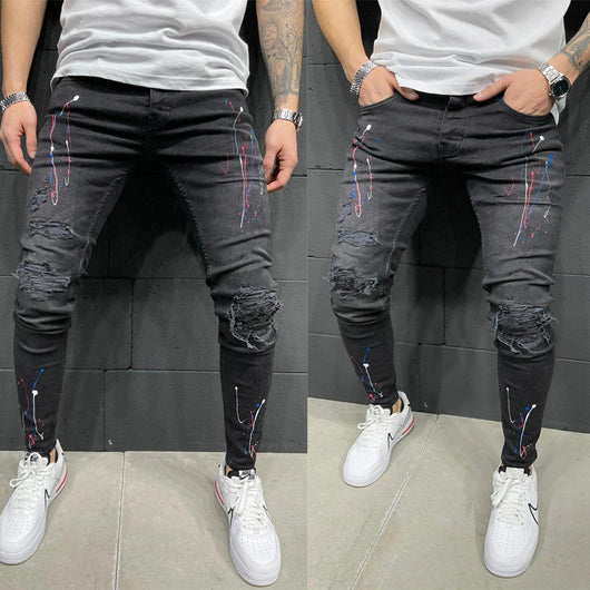 Jeans Rotos Estampados para Hombre con Tela Elástica - Image 10