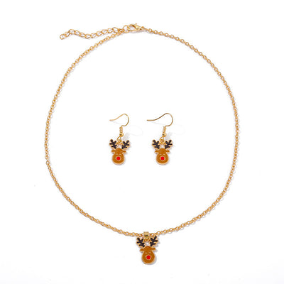 Conjunto de Joyería Navideña Reno - Collar y Aretes - Image 3