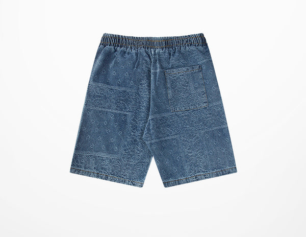 Pantalones Vaqueros Rectos Estampado Flor de Marañón - Shorts Deportivos Unisex Pierna Ancha