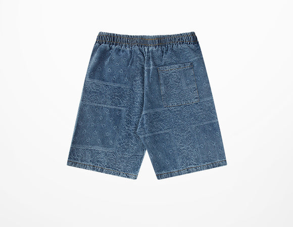 Pantalones Vaqueros Rectos Estampado Flor de Marañón - Shorts Deportivos Unisex Pierna Ancha