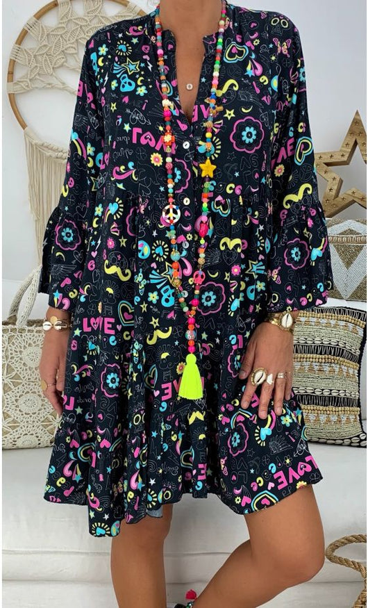 Vestido Camisa Holgado con Cuello Mao Fruncido - Image 11