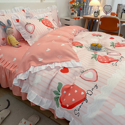 Juego de Cama Princesa 4 Piezas Estilo Coreano con Encaje - Image 14