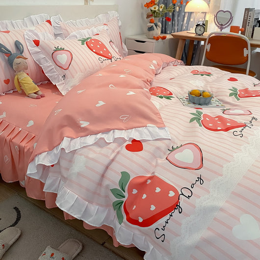 Juego de Cama Princesa 4 Piezas Estilo Coreano con Encaje - Image 14