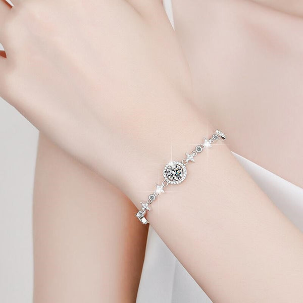 Pulsera de Plata Esterlina 925 con Diamante Moissanita para Mujer