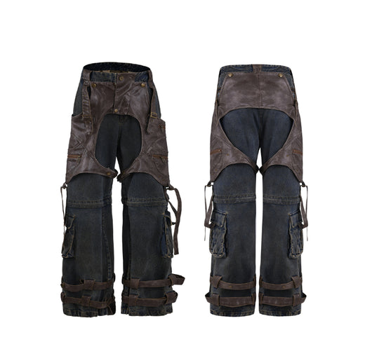 Jeans Retro Deconstruido con Costuras Desmontables para Hombre - Image 8