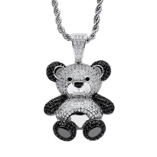 Dije Panda Tesoro Nacional con Circonitas Incrustadas - Collar Hip Hop Unisex - Image 2