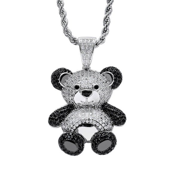 Dije Panda Tesoro Nacional con Circonitas Incrustadas - Collar Hip Hop Unisex