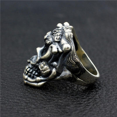 Anillo de Calavera y Belleza en Plata 925 Estilo Rock Hip Hop Punk - Image 7