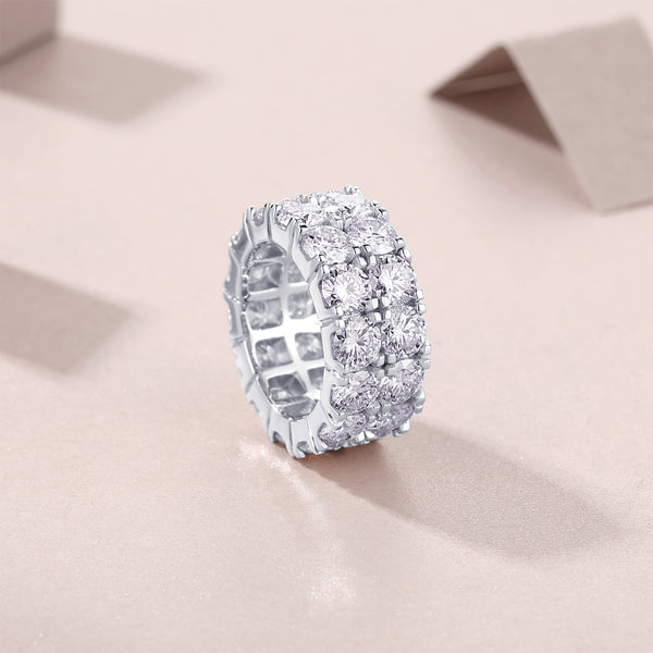 Juego de Anillos de Boda Moissanita Premium - Plata S925 Chapada en Platino con Certificación de Diamante - Image 4