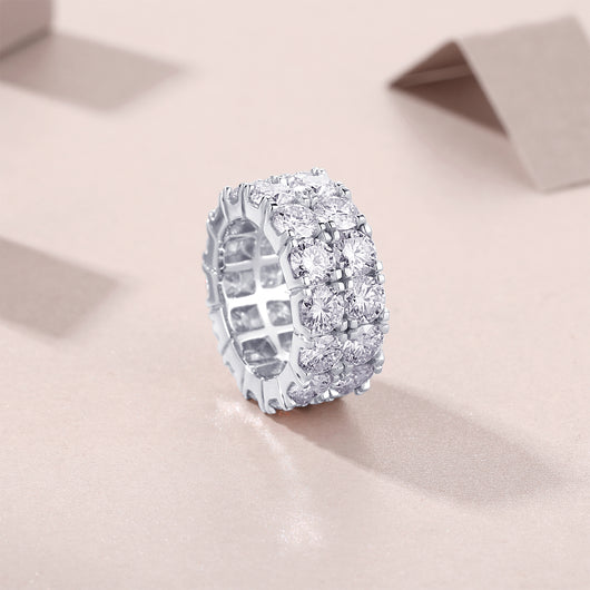 Juego de Anillos de Boda Moissanita Premium - Plata S925 Chapada en Platino con Certificación de Diamante - Image 4