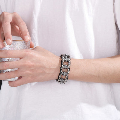 Pulsera de Acero Inoxidable Calavera Retro para Halloween - Image 19