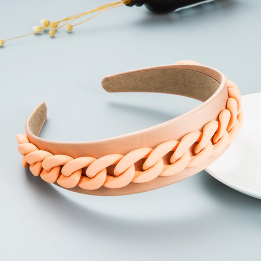 Diadema Ancha con Cadena de Colores Macaron para Mujer - Image 20