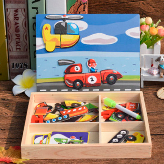 Juego Magnético Montessori con Caja Puzzle de Madera y Dibujos Educativos - Image 18