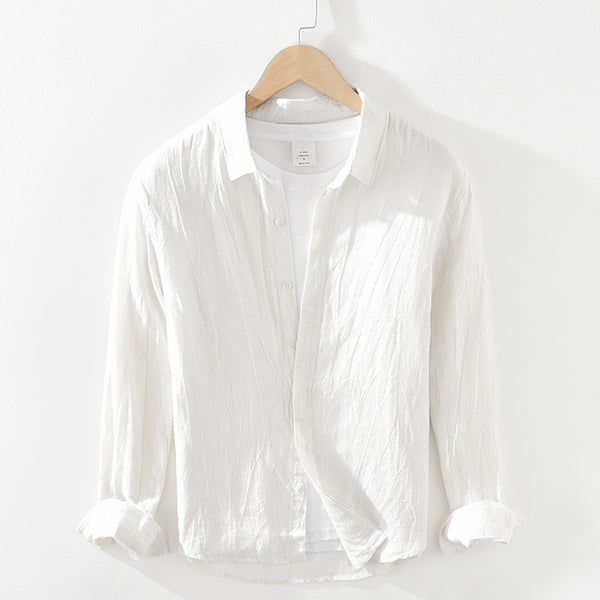 Camisa de Lino Arrugada con Mangas Largas para Hombre - Image 4