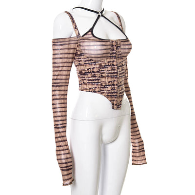 Blusa Manga Larga con Tirantes Estampada - Diseño Moderno y Atrevido - Image 18