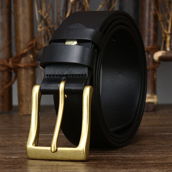 Cinturón de Cuero Premium con Hebilla Pin - Estilo Casual Minimalista