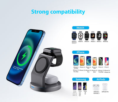 Cargador Inalámbrico Multifuncional para Teléfono, Reloj y Auriculares - Image 9