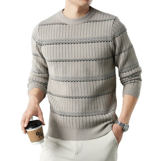 Suéter Grueso de Cuello Redondo para Hombre con Forro Polar y Textura de Visón Sintético - Image 5