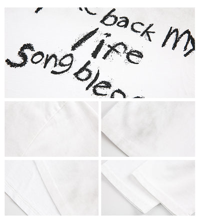 Playera Holgada con Letras Gastadas - Top Casual Versátil - Image 12