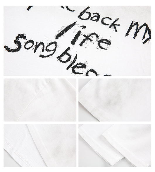 Playera Holgada con Letras Gastadas - Top Casual Versátil - Image 12