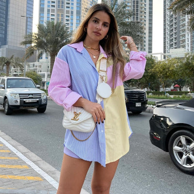 Camisa Boyfriend Oversize con Costuras Contrastadas para Verano - Image 6