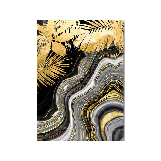 Cuadro Canvas Mármol Negro Dorado con Plantas Tropicales - Image 8