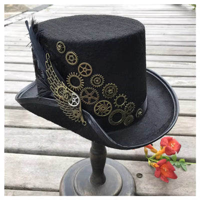 Sombrero Gatsby Steampunk Retro con Plumas Aladas - Image 10