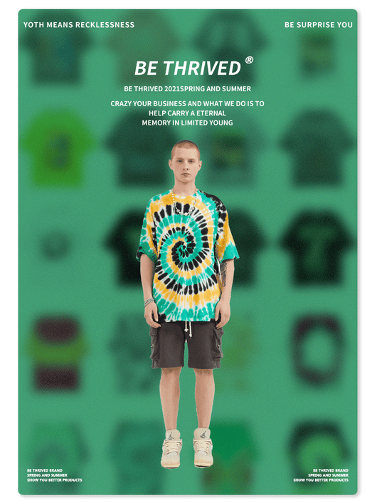 Camiseta Tie-Dye Vórtice Tricolor para Hombre - Estilo Urbano Europeo - Image 8