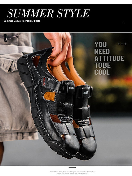 Sandalias Grandes para Hombre con Velcro y Detalles Cosidos - Image 17