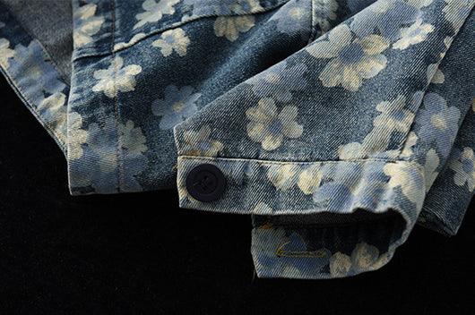 Chaqueta Denim Estampada Mujer Manga Murciélago Suelta - Image 15