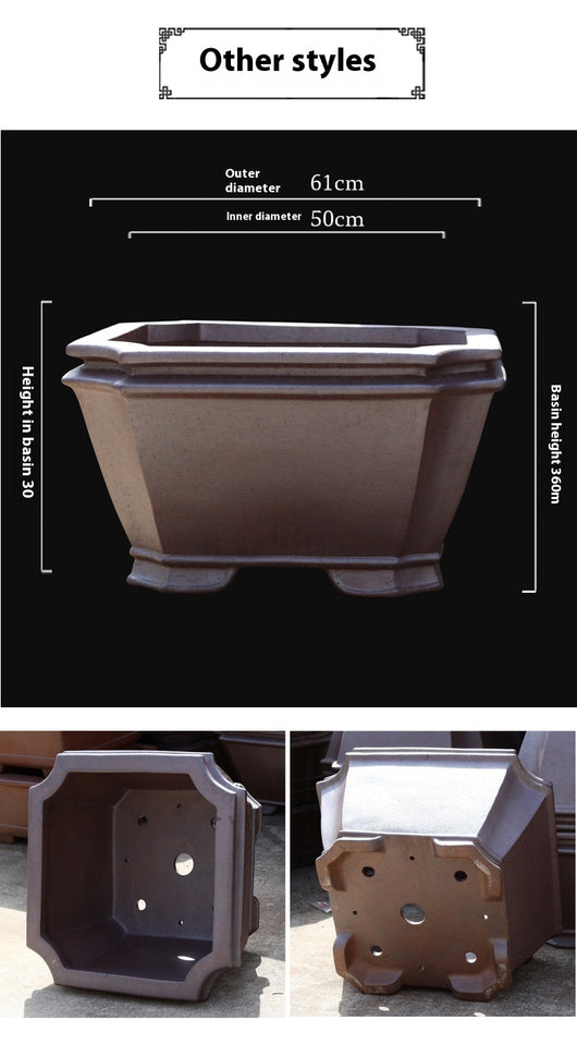 Maceta Cuadrada Grande de Cerámica Yixing para Bonsái y Plantas Leñosas - Image 11