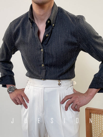 Camisa Ejecutiva de Manga Larga Estilo Británico para Hombre - Image 10