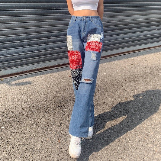 Pantalones Rectos Rotos Street Style para Mujer - Image 2