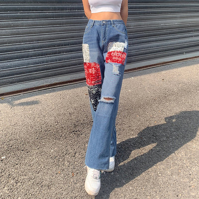 Pantalones Rectos Rotos Street Style para Mujer - Image 2