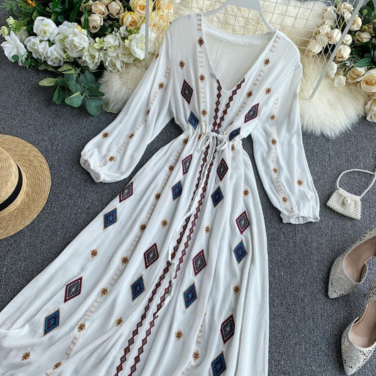 Vestido Largo de Mujer con Bordado Industrial y Cintura Ajustable - Image 20