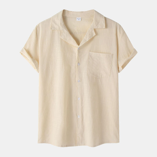 Camisa de Lino y Algodón Manga Corta para Hombre - Image 17