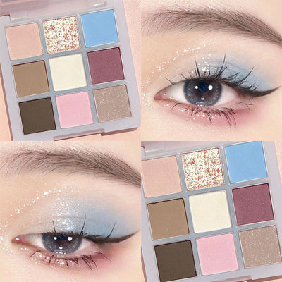 Paleta de Sombras Nueve Colores - Tonos Fríos y Cálidos con Acabado Shimmer y Matte - Image 8