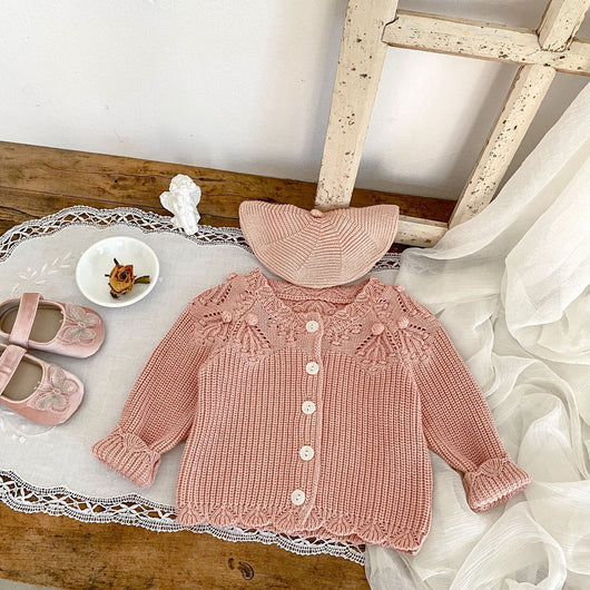 Cardigan de Lana Tejida con Encaje para Bebé - Image 6