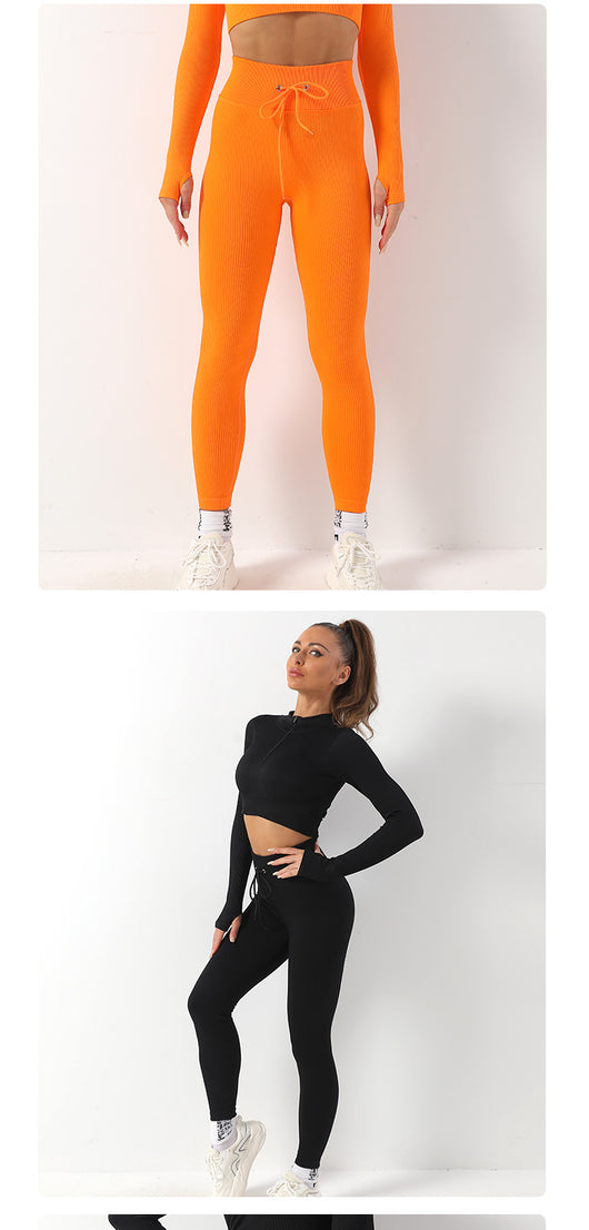 Conjunto de Yoga sin Costuras con Levantador de Caderas y Manga Larga - Image 6