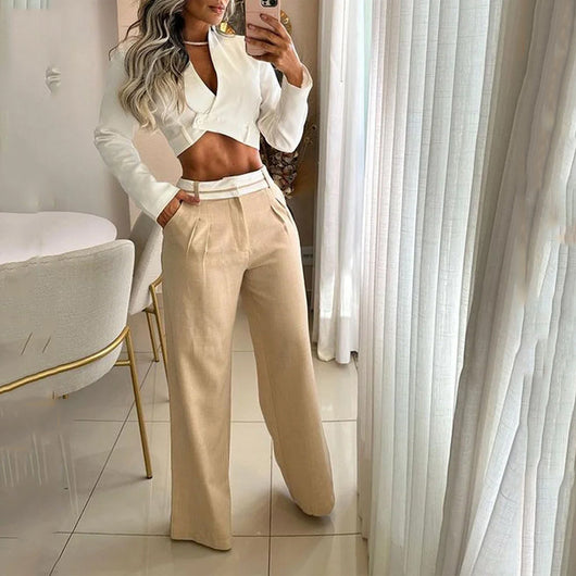 Traje Ejecutivo con Escote en V y Cintura Alta - Image 2