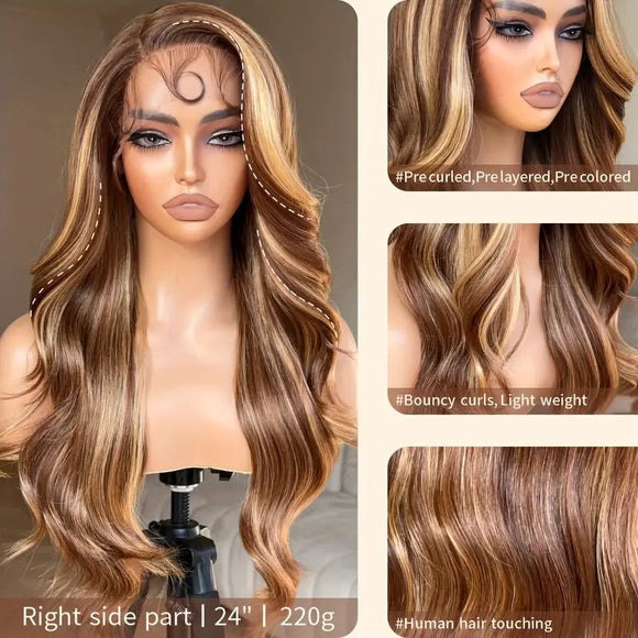 Peluca Frontal de Encaje Onda Grande con Degradado de Highlights