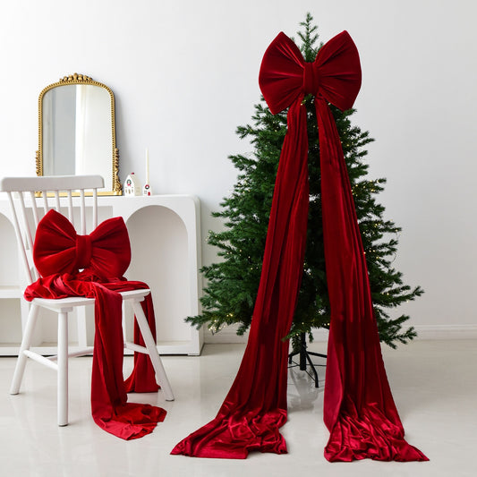 Moño Navideño de Terciopelo Tamaño Grande