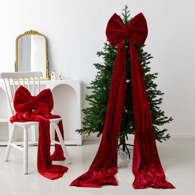 Moño Navideño de Terciopelo Tamaño Grande
